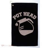 Funny Pot Head Coffee Lover Golf Towel thumb 0