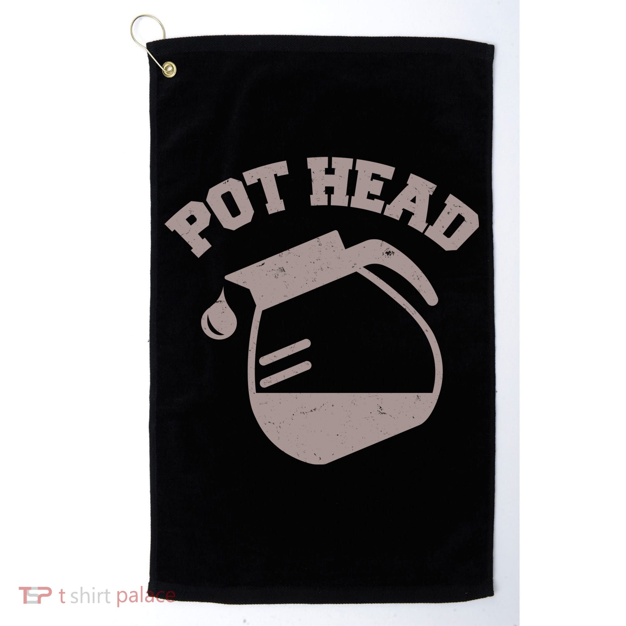 Funny Pot Head Coffee Lover Golf Towel