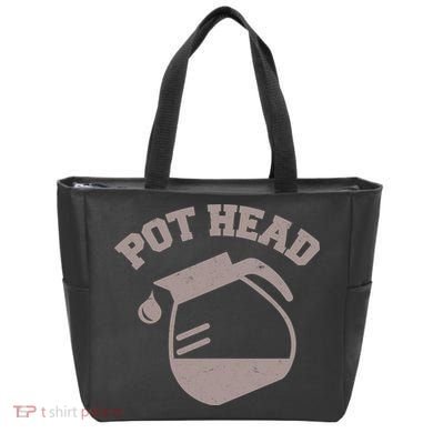 Funny Pot Head Coffee Lover Tote Bag