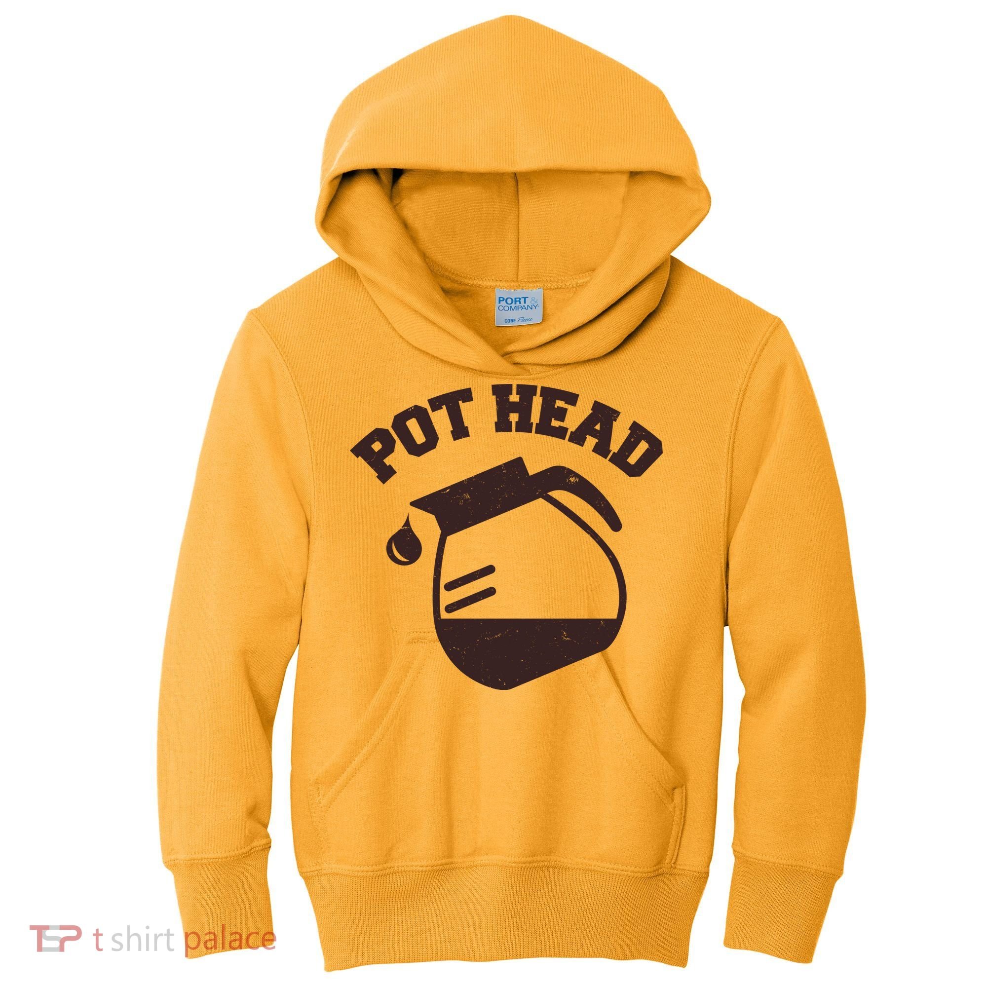 Funny Pot Head Coffee Lover Kids Hoodie