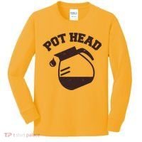 Funny Pot Head Coffee Lover Kids Long Sleeve Shirt thumb 0