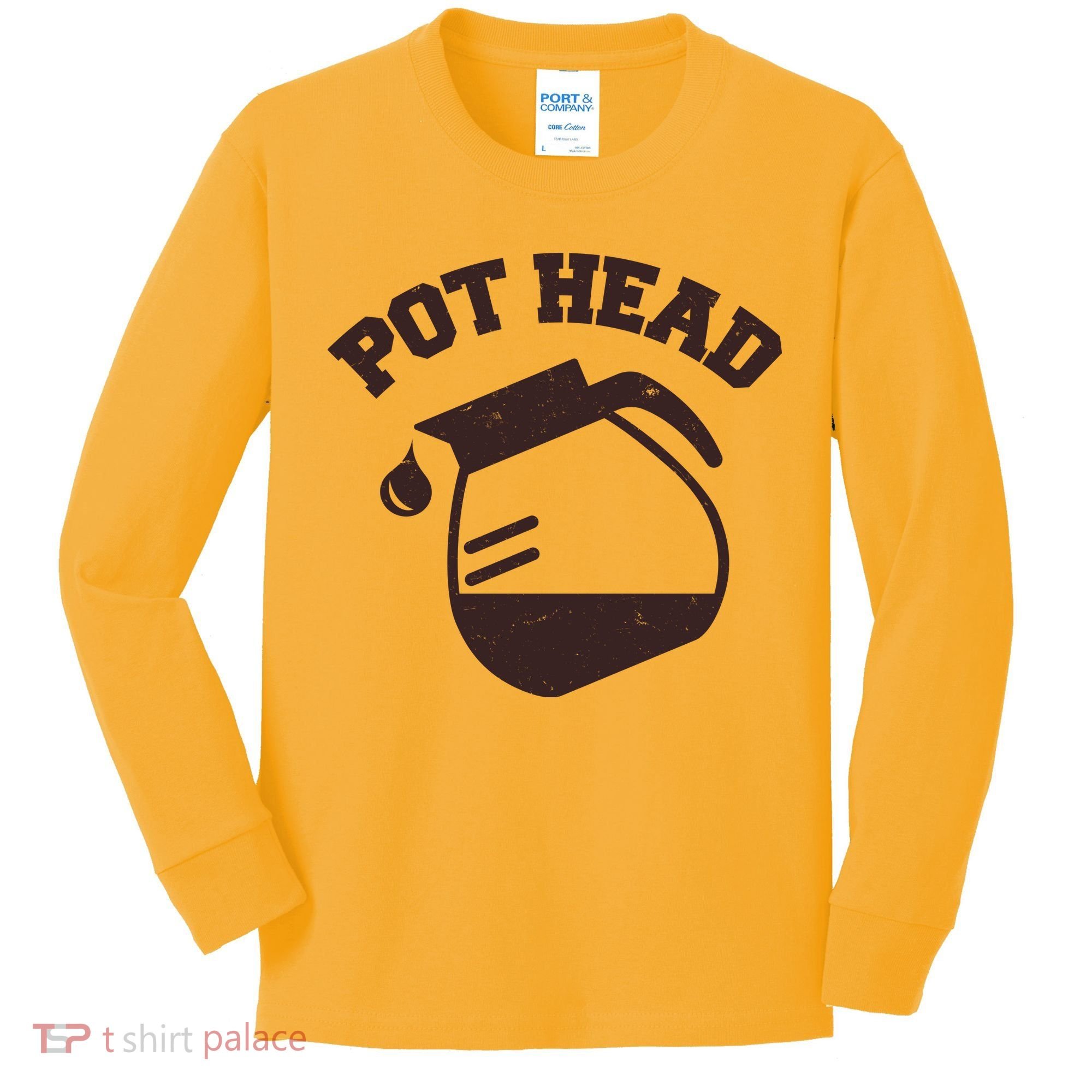 Funny Pot Head Coffee Lover Kids Long Sleeve Shirt