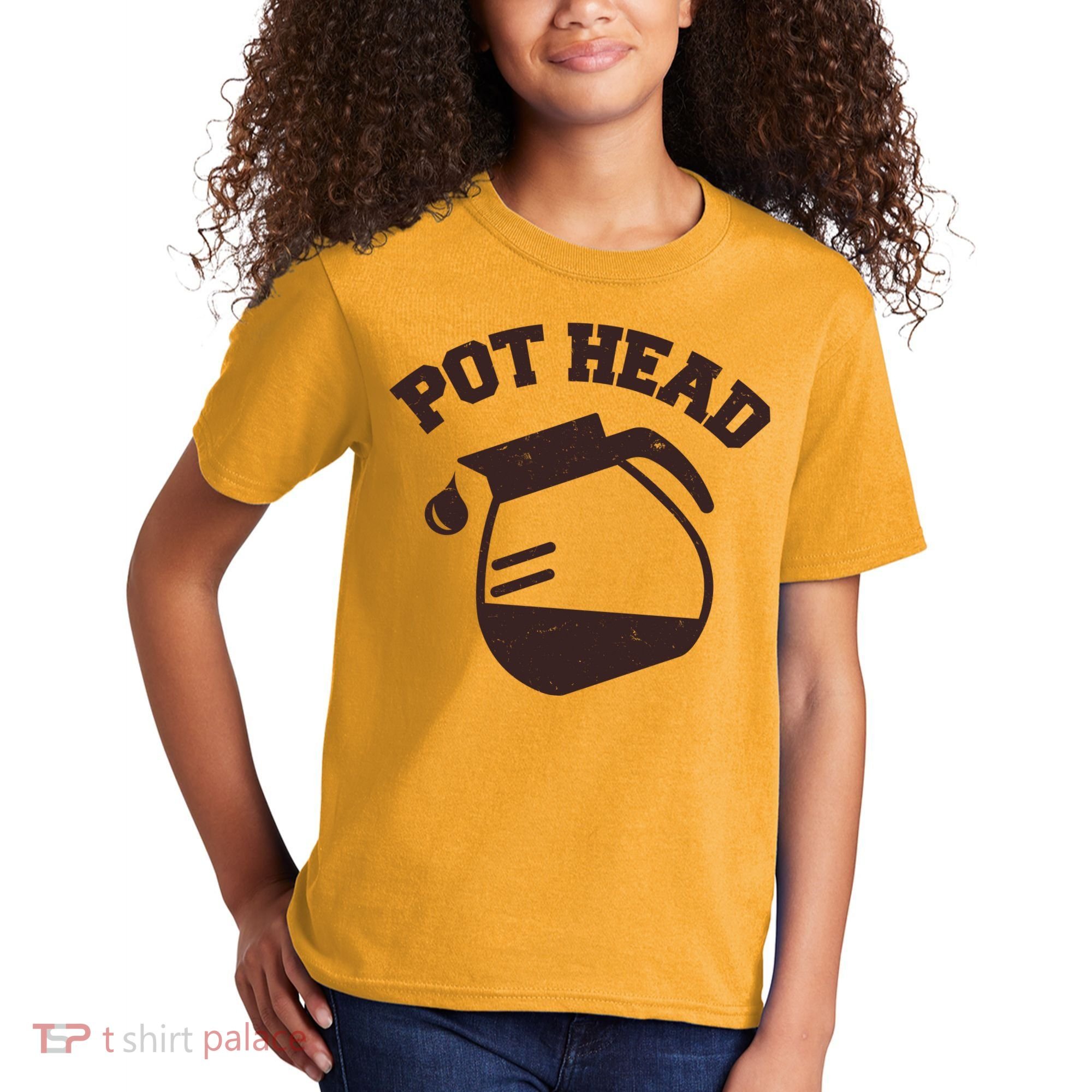 Funny Pot Head Coffee Lover Kids T-Shirt