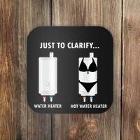 Funny Plumber Hot Water Heater Plumbing Dad Joke Coaster thumb 0