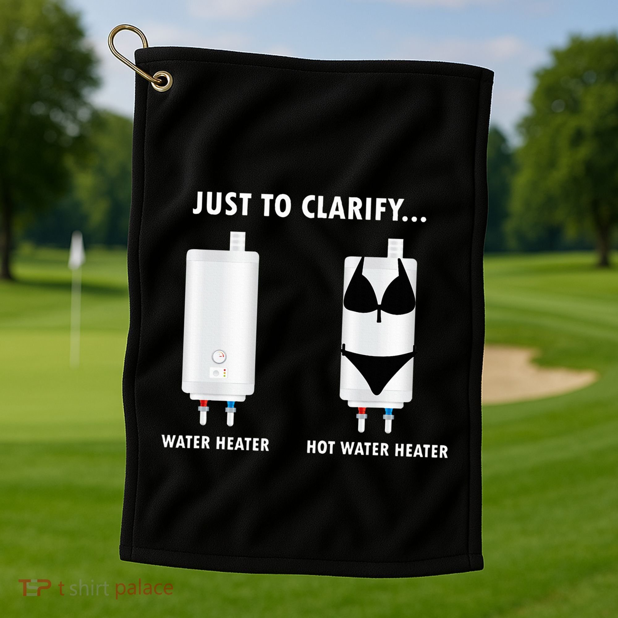 Funny Plumber Hot Water Heater Plumbing Dad Joke Golf Towel