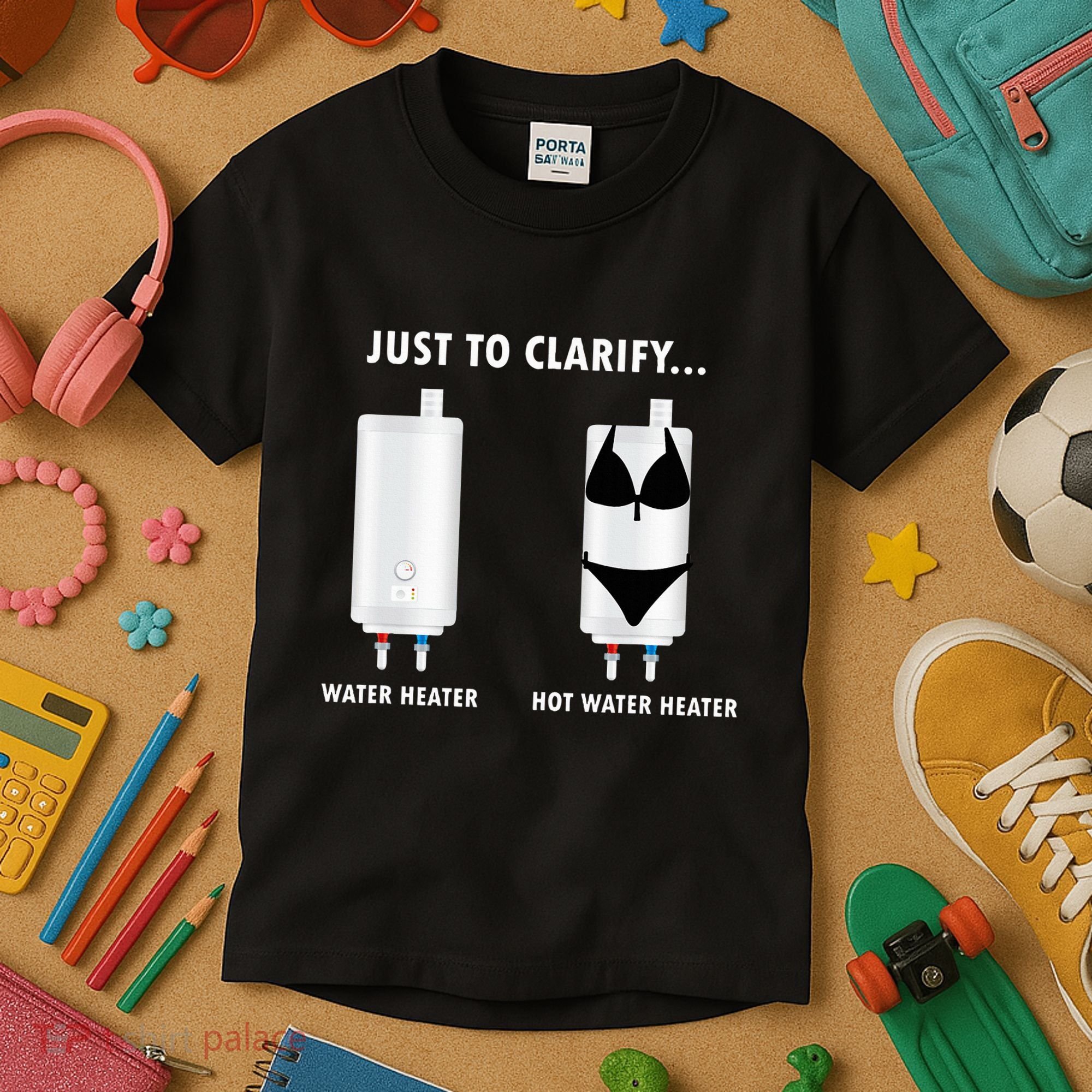 Funny Plumber Hot Water Heater Plumbing Dad Joke Kids T-Shirt