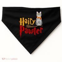 FUNNY Pun Hairy Pawter TShirt Wizard Gift For Cat Lovers USA-Made Doggie Bandana thumb 0