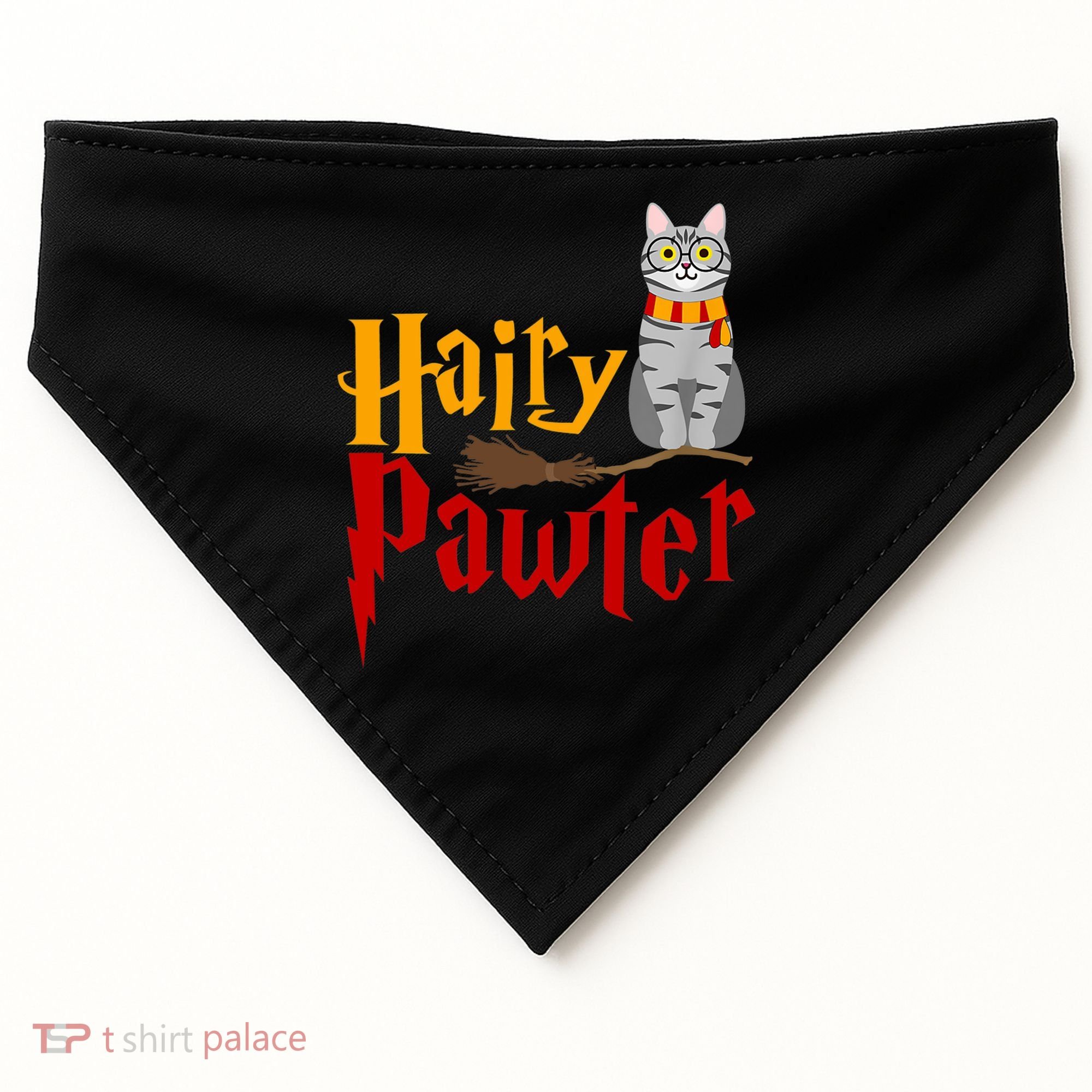 FUNNY Pun Hairy Pawter TShirt Wizard Gift For Cat Lovers USA-Made Doggie Bandana