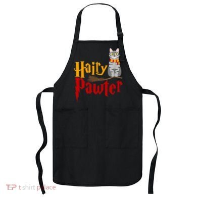 FUNNY Pun Hairy Pawter TShirt Wizard Gift For Cat Lovers Apron