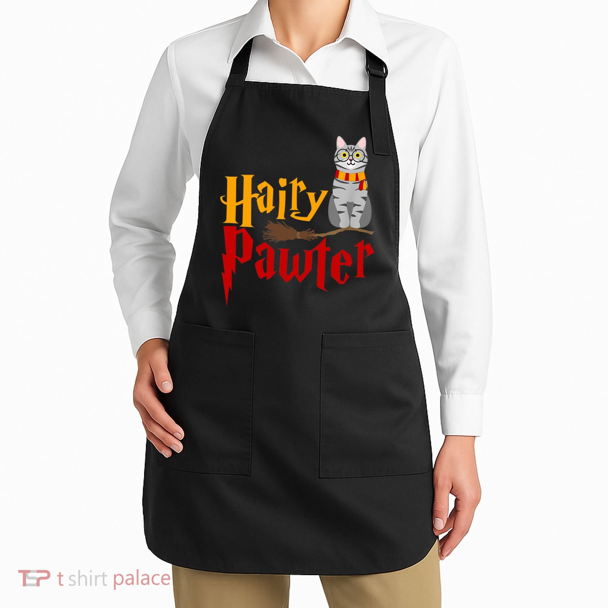FUNNY Pun Hairy Pawter TShirt Wizard Gift For Cat Lovers Apron