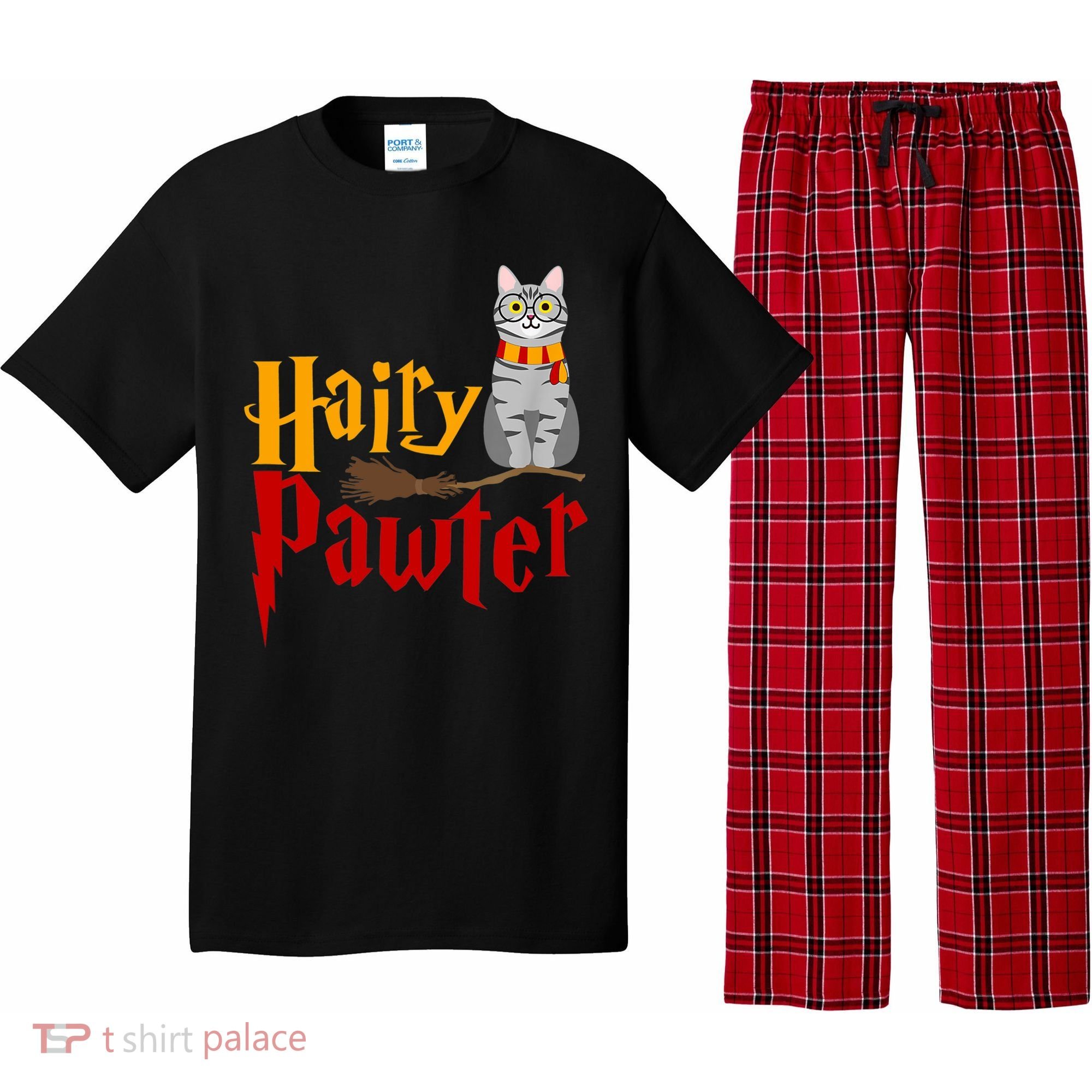FUNNY Pun Hairy Pawter TShirt Wizard Gift For Cat Lovers Pajama Set