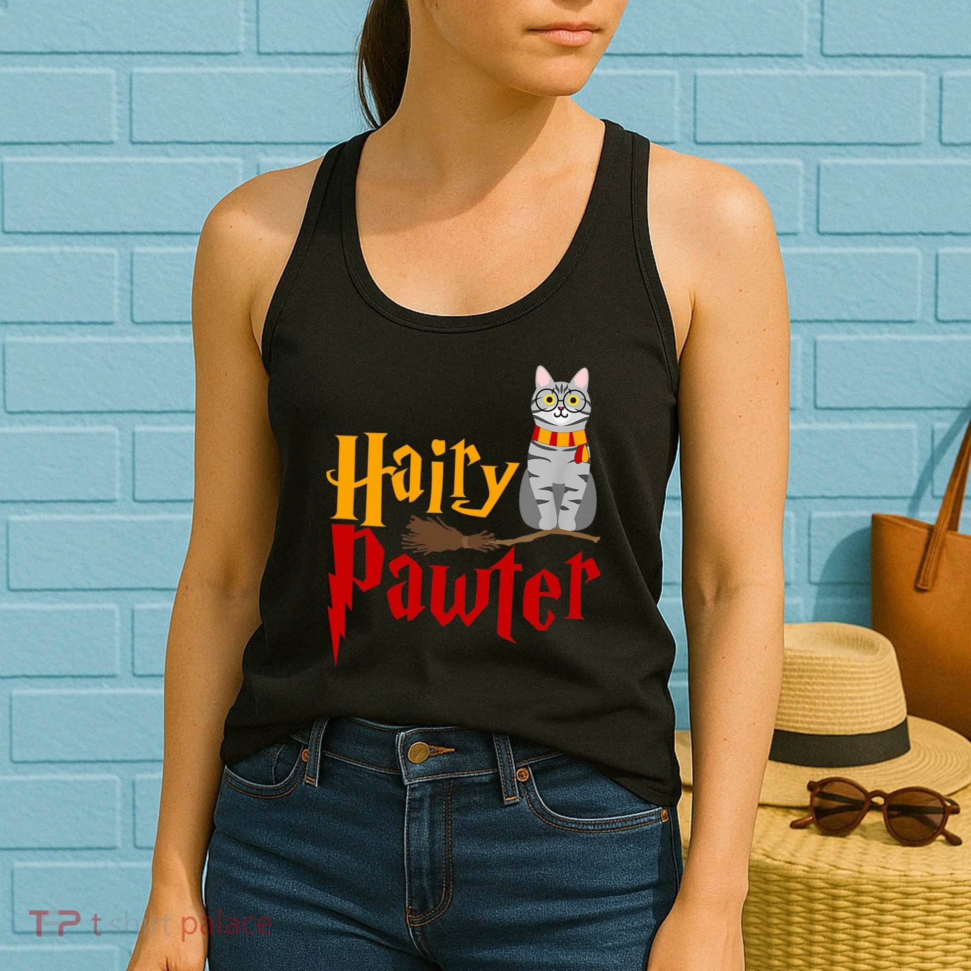 FUNNY Pun Hairy Pawter TShirt Wizard Gift For Cat Lovers Women's Tank Top