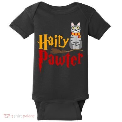 FUNNY Pun Hairy Pawter TShirt Wizard Gift For Cat Lovers Baby Bodysuit