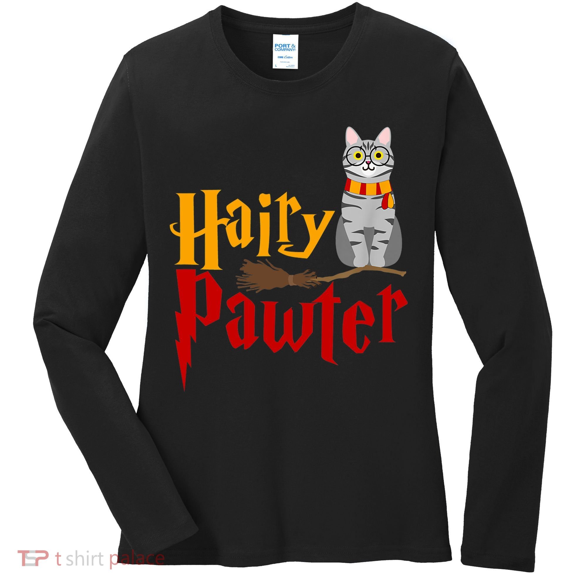 FUNNY Pun Hairy Pawter TShirt Wizard Gift For Cat Lovers Women's Long Sleeve Shirt