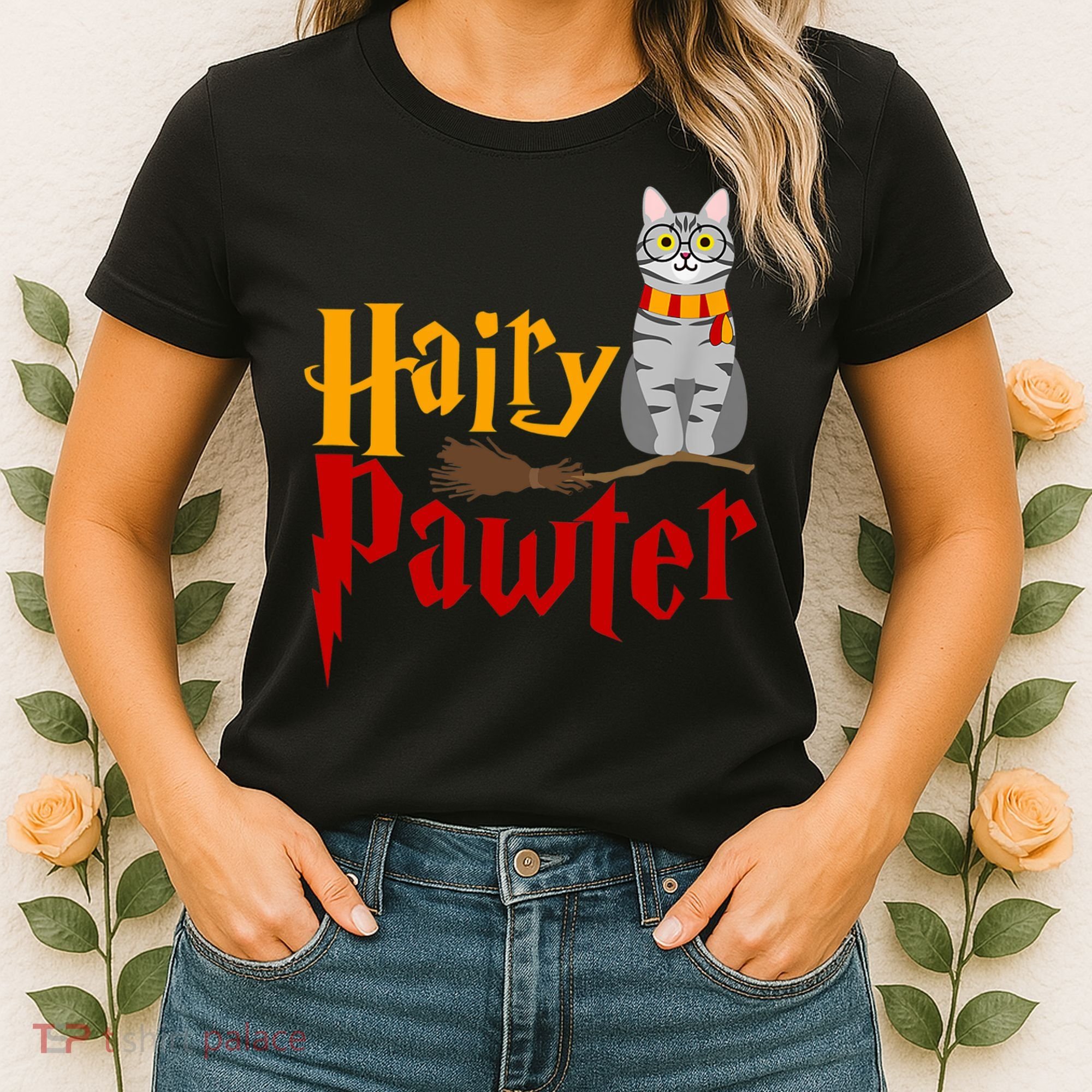 FUNNY Pun Hairy Pawter TShirt Wizard Gift For Cat Lovers Women's T-Shirt
