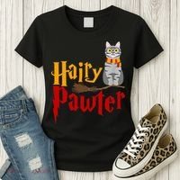 FUNNY Pun Hairy Pawter TShirt Wizard Gift For Cat Lovers Women's T-Shirt thumb 3