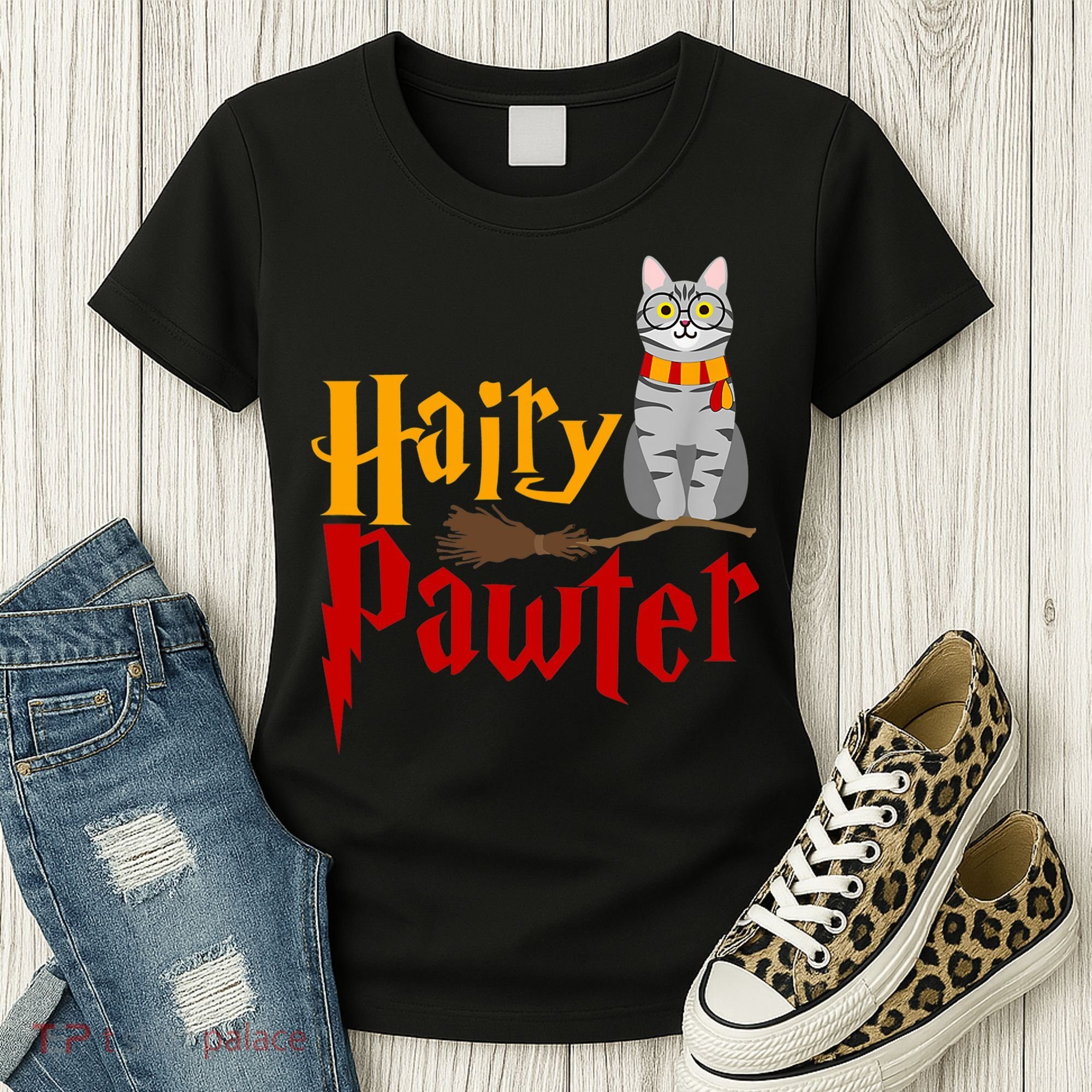 FUNNY Pun Hairy Pawter TShirt Wizard Gift For Cat Lovers Women's T-Shirt