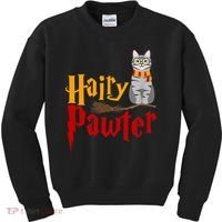 FUNNY Pun Hairy Pawter TShirt Wizard Gift For Cat Lovers Kids Sweatshirt thumb 0