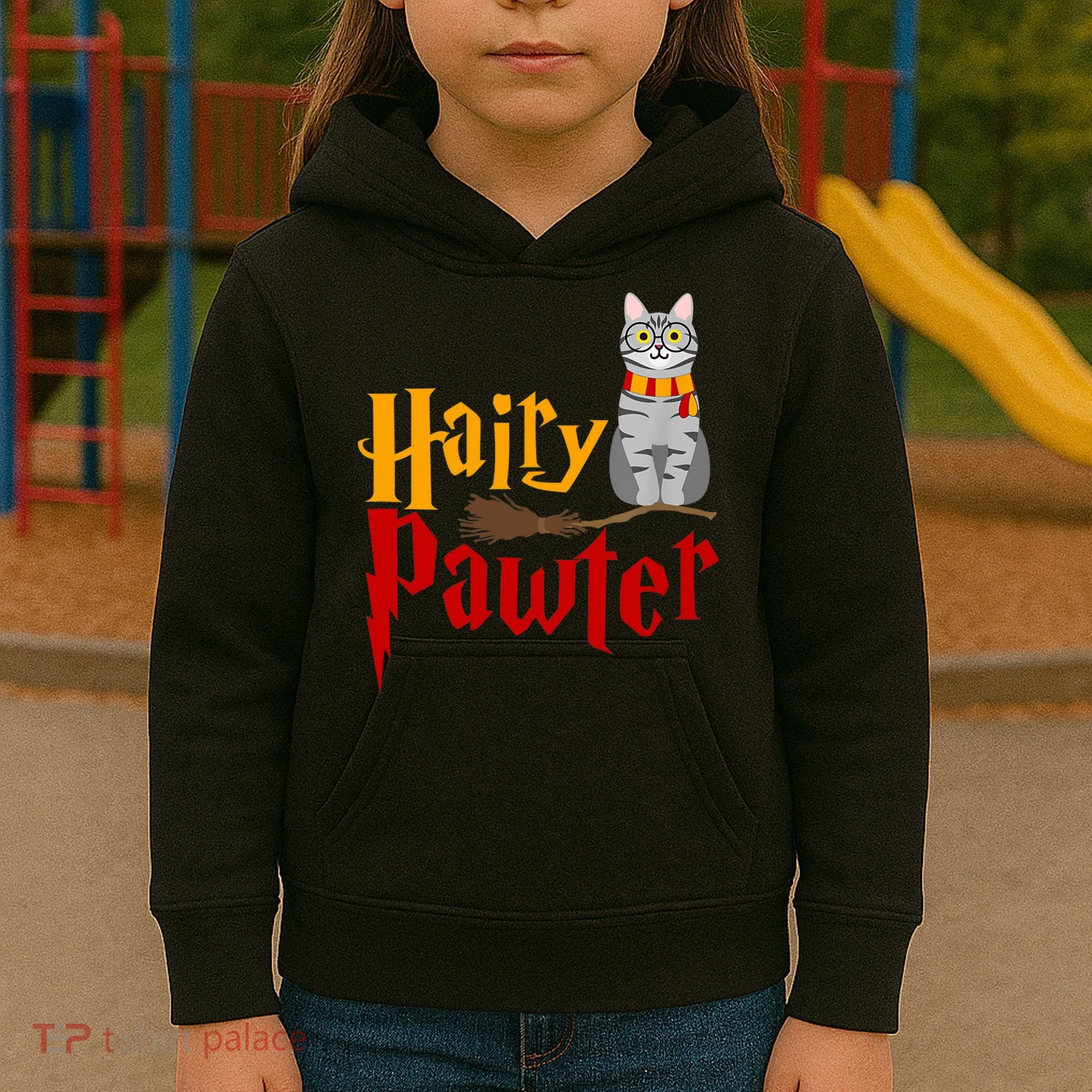 FUNNY Pun Hairy Pawter TShirt Wizard Gift For Cat Lovers Kids Hoodie