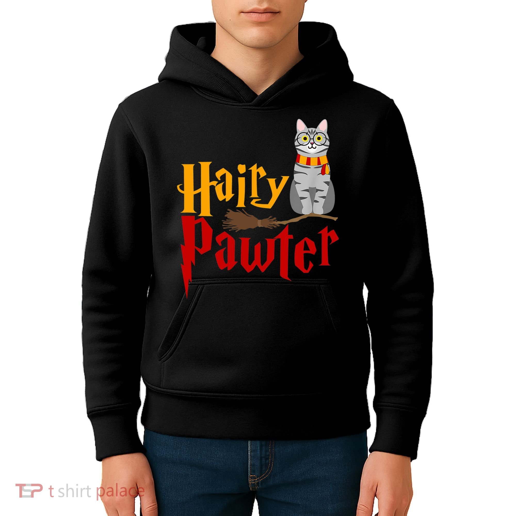 FUNNY Pun Hairy Pawter TShirt Wizard Gift For Cat Lovers Kids Hoodie
