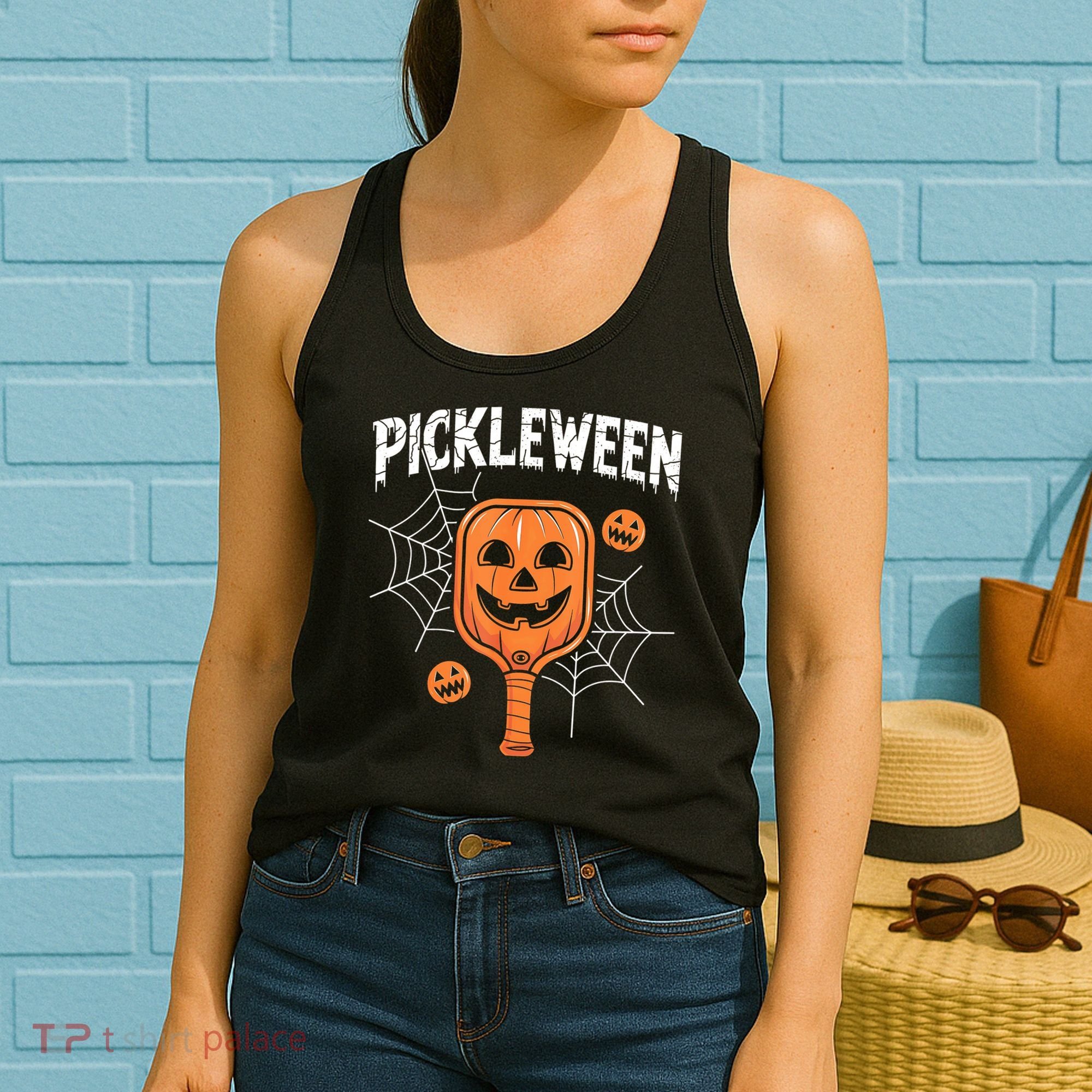 Funny Pickleween Halloween Pickleball Players Gift Women's Tank Top