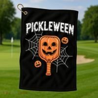 Funny Pickleween Halloween Pickleball Players Gift Golf Towel thumb 1