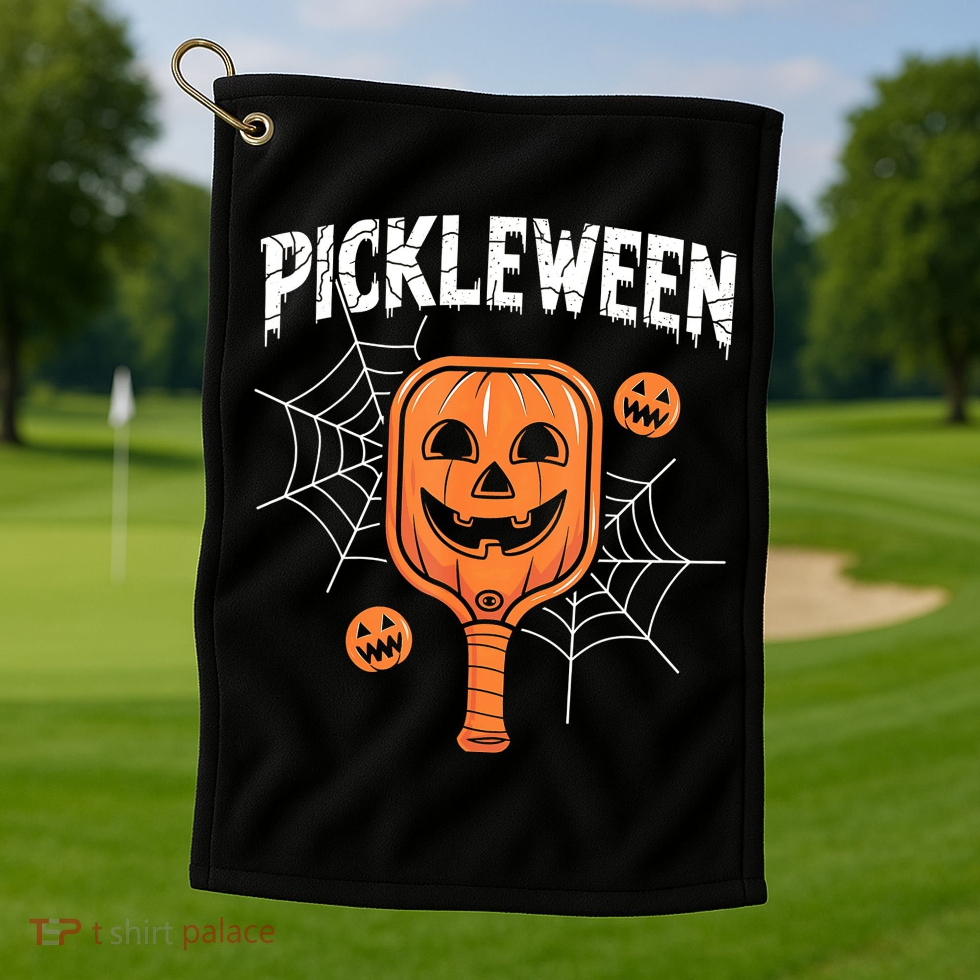 Funny Pickleween Halloween Pickleball Players Gift Golf Towel