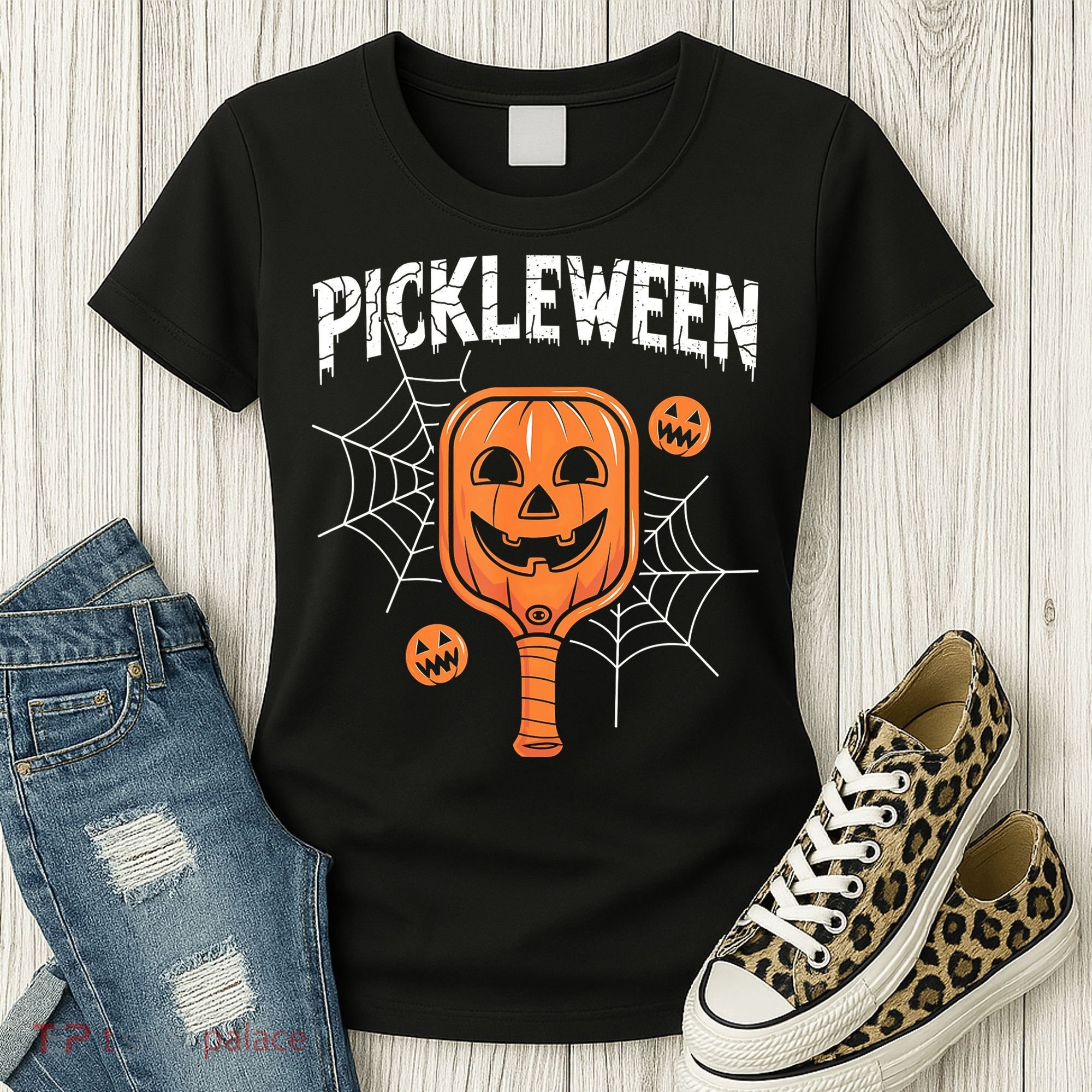 Funny Pickleween Halloween Pickleball Players Gift Women's T-Shirt