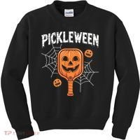 Funny Pickleween Halloween Pickleball Players Gift Kids Sweatshirt thumb 0