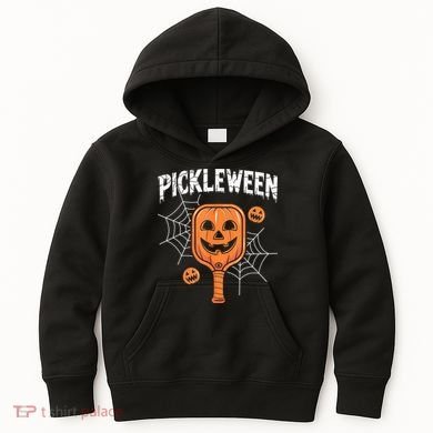 Funny Pickleween Halloween Pickleball Players Gift Kids Hoodie