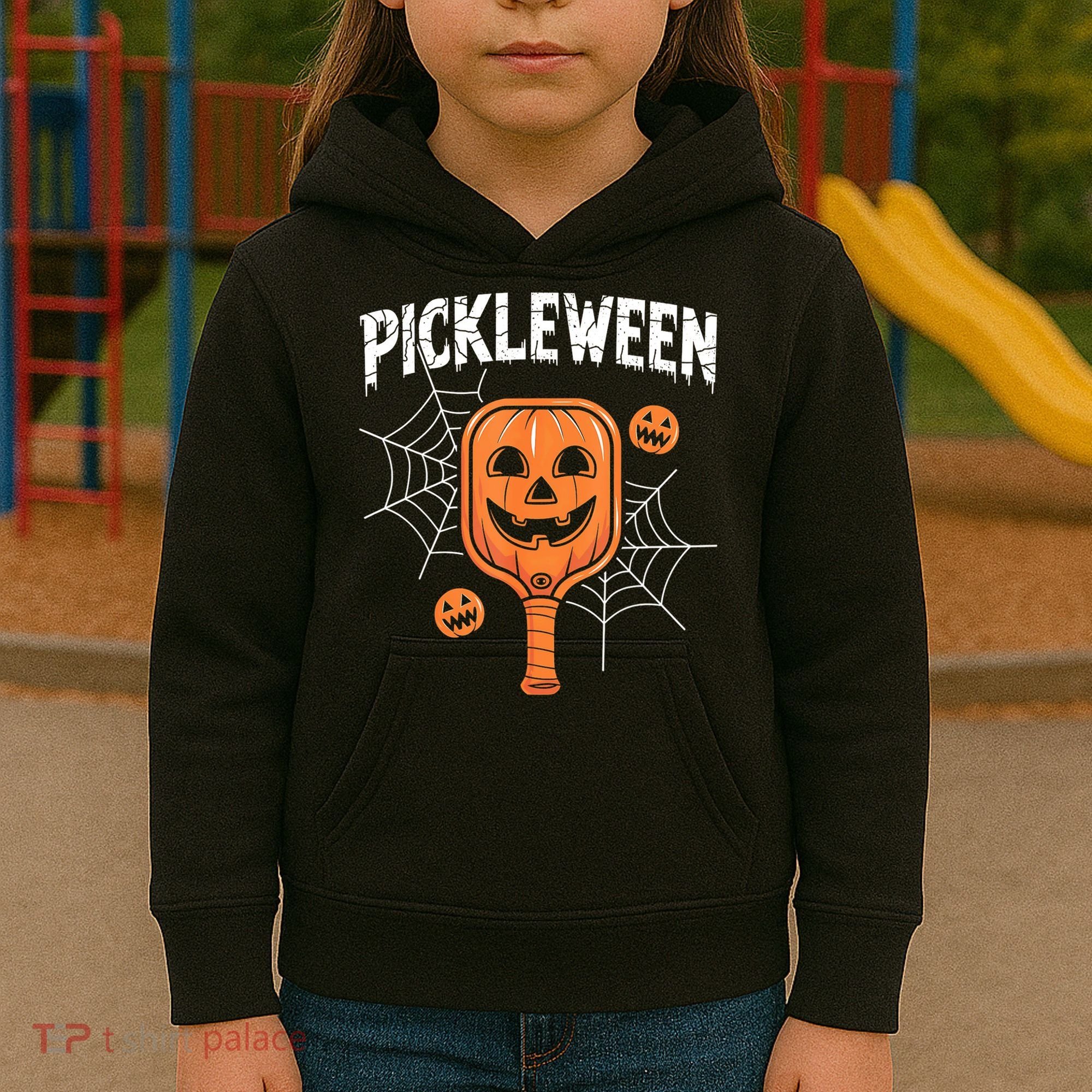 Funny Pickleween Halloween Pickleball Players Gift Kids Hoodie