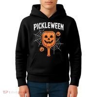 Funny Pickleween Halloween Pickleball Players Gift Kids Hoodie thumb 4