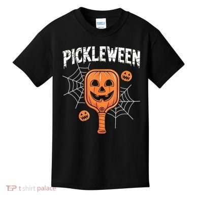 Funny Pickleween Halloween Pickleball Players Gift Kids T-Shirt