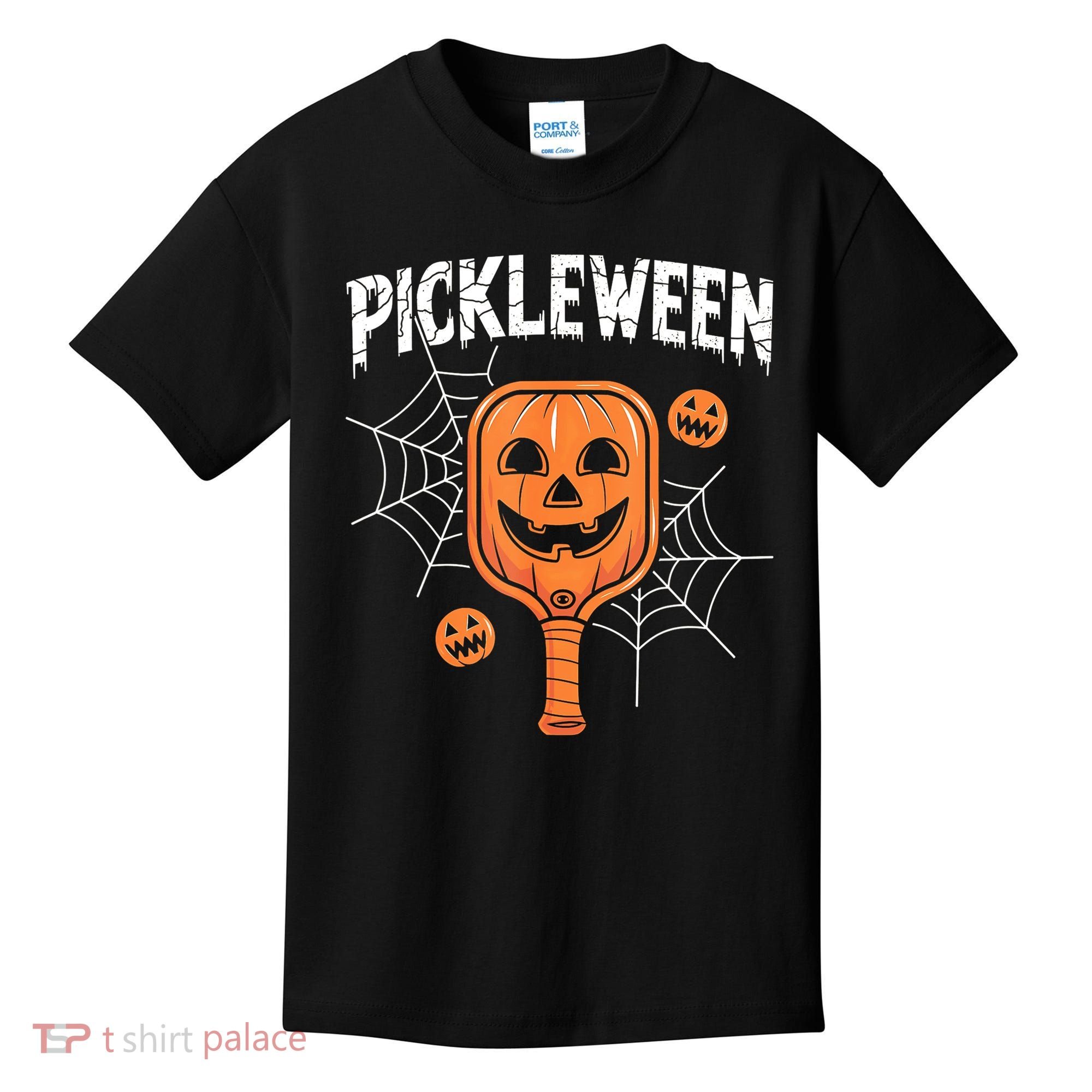 Funny Pickleween Halloween Pickleball Players Gift Kids T-Shirt