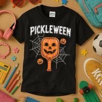 Funny Pickleween Halloween Pickleball Players Gift Kids T-Shirt thumb 3