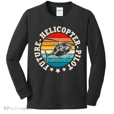 Future Pilot Helicopter Kids Long Sleeve Shirt