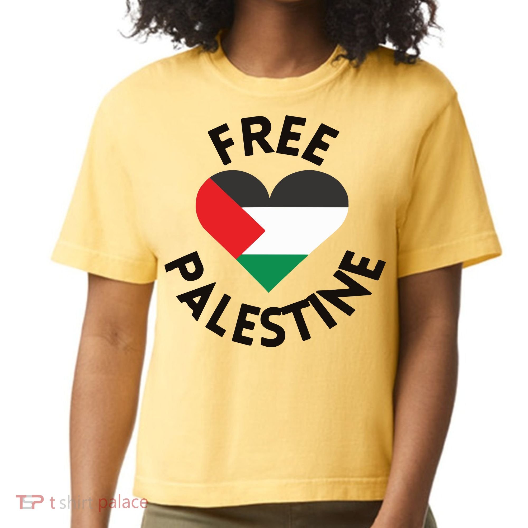 Free Palestine Heart Support Palestine Comfort Colors Boxy T-Shirt