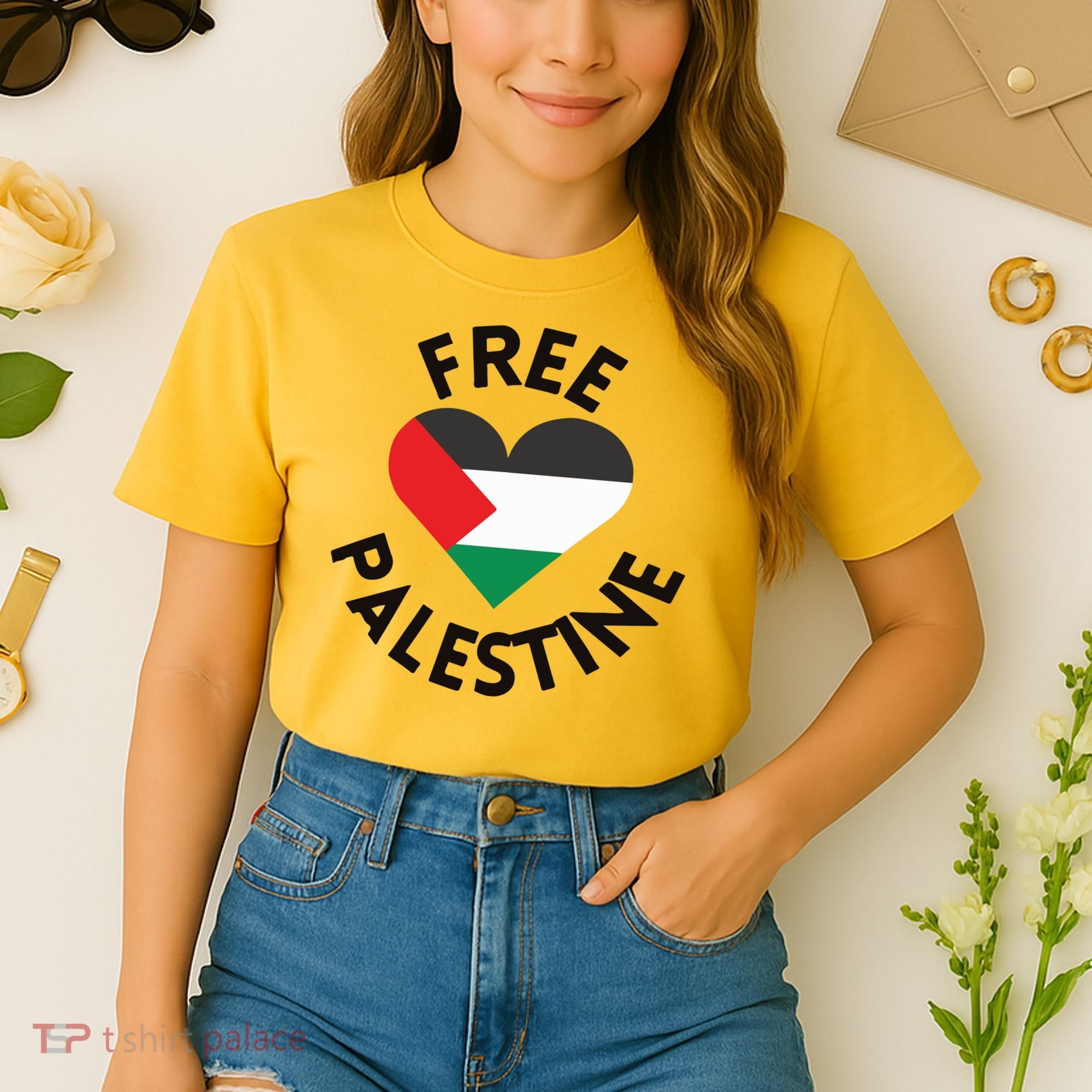 Free Palestine Heart Support Palestine Comfort Colors Boxy T-Shirt