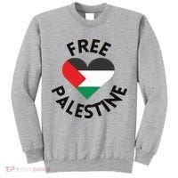 Free Palestine Heart Support Palestine Tall Sweatshirt thumb 0
