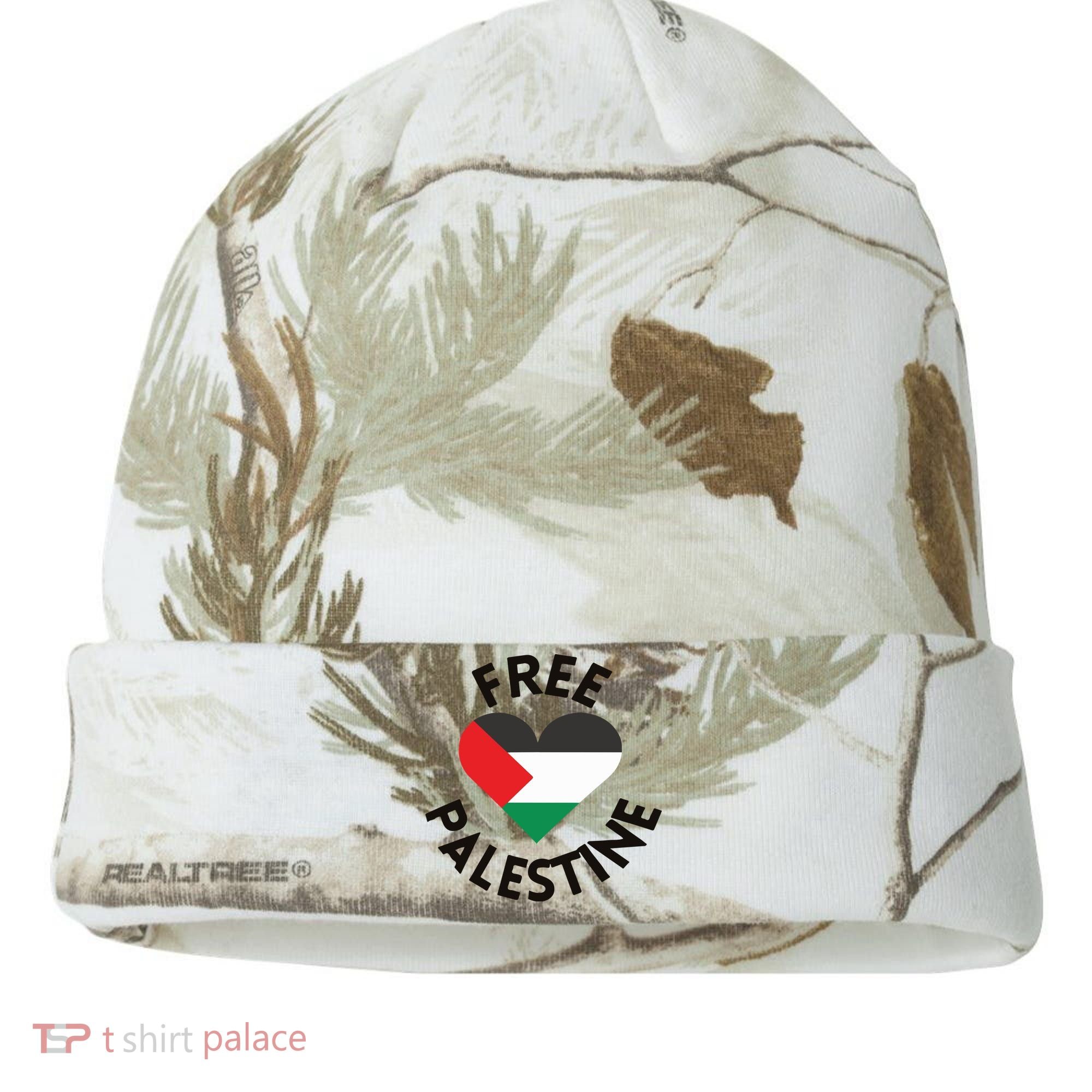 Free Palestine Heart Support Palestine Kati Licensed 12" Camo Cuffed Beanie