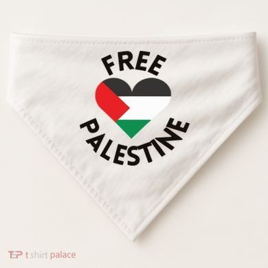 Free Palestine Heart Support Palestine USA-Made Doggie Bandana