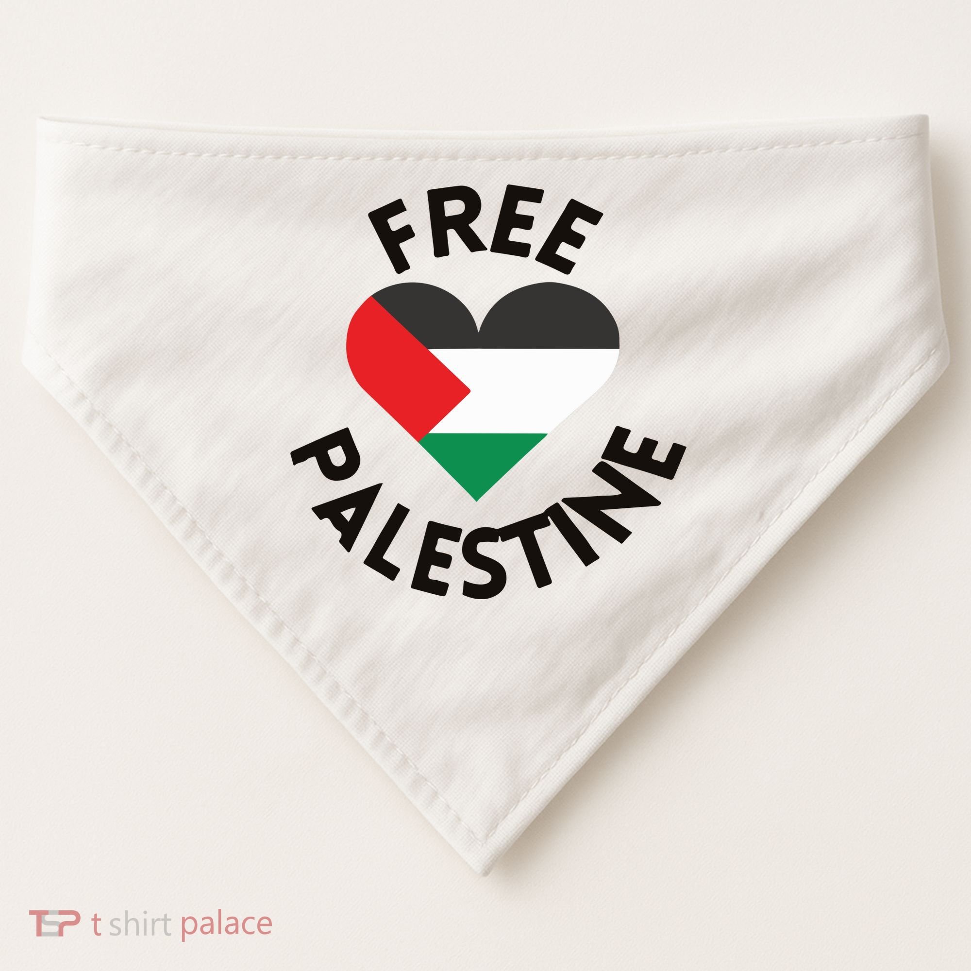 Free Palestine Heart Support Palestine USA-Made Doggie Bandana