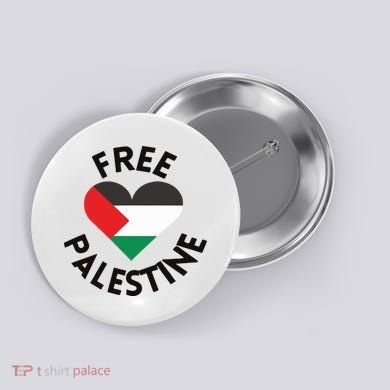 Free Palestine Heart Support Palestine Button