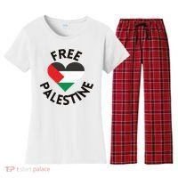Free Palestine Heart Support Palestine Women's Flannel Pajama Set thumb 0