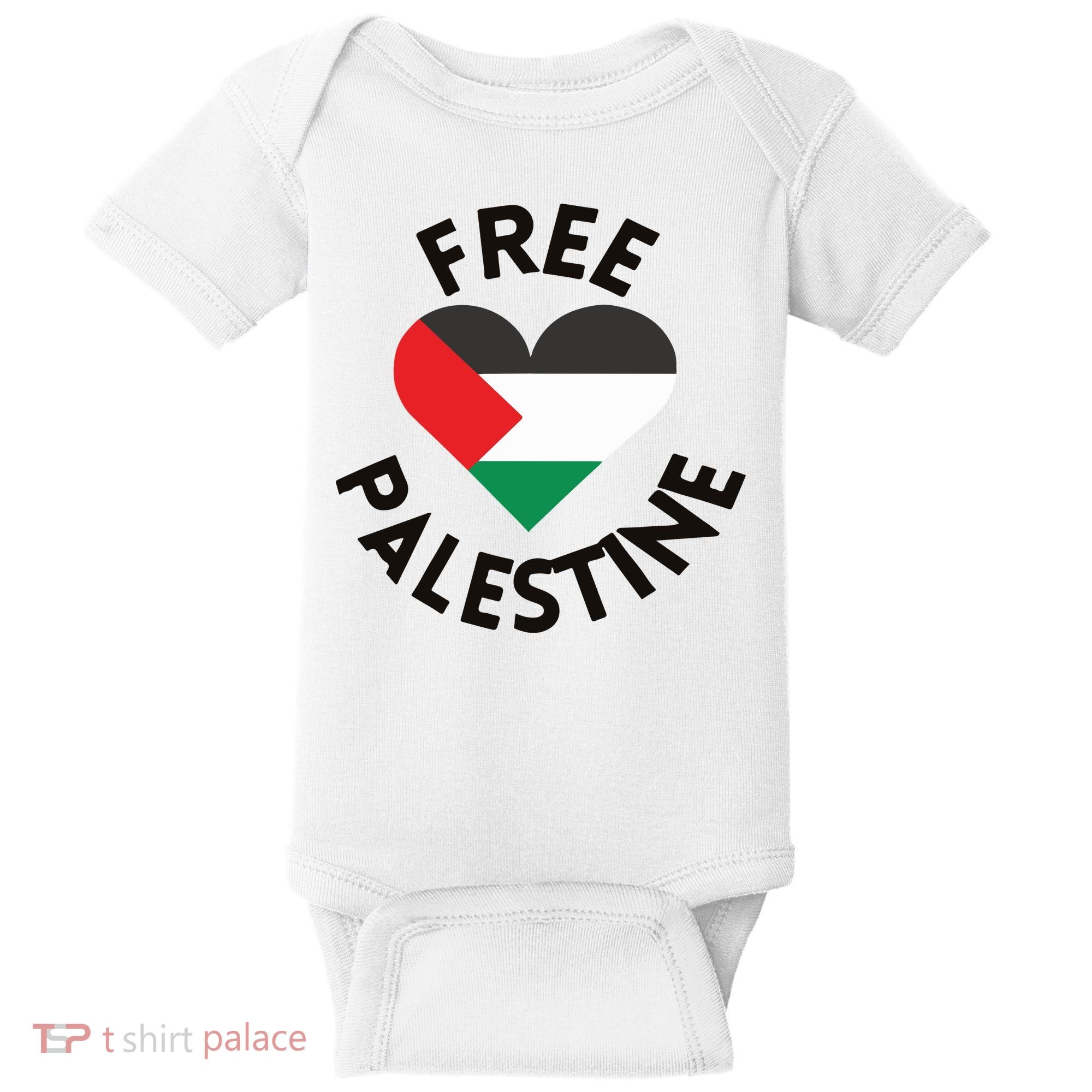 Free Palestine Heart Support Palestine Baby Bodysuit
