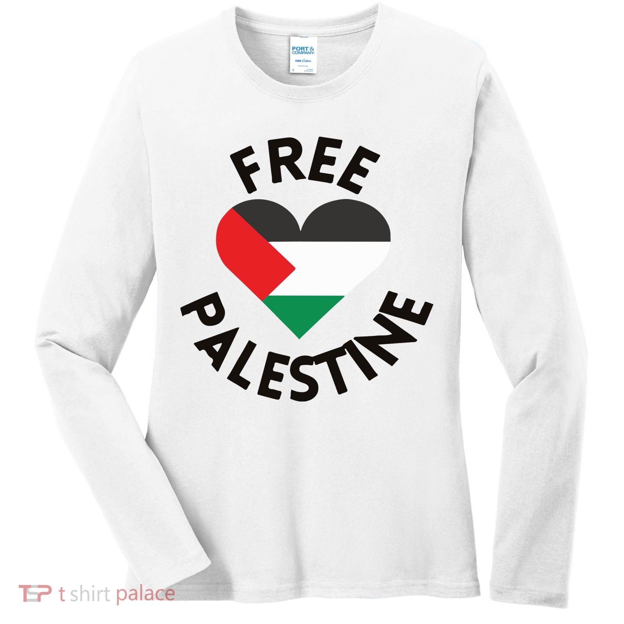 Free Palestine Heart Support Palestine Women's Long Sleeve Shirt