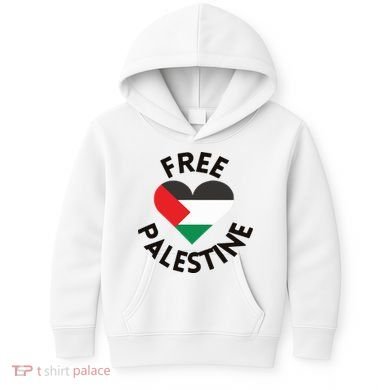 Free Palestine Heart Support Palestine Kids Hoodie