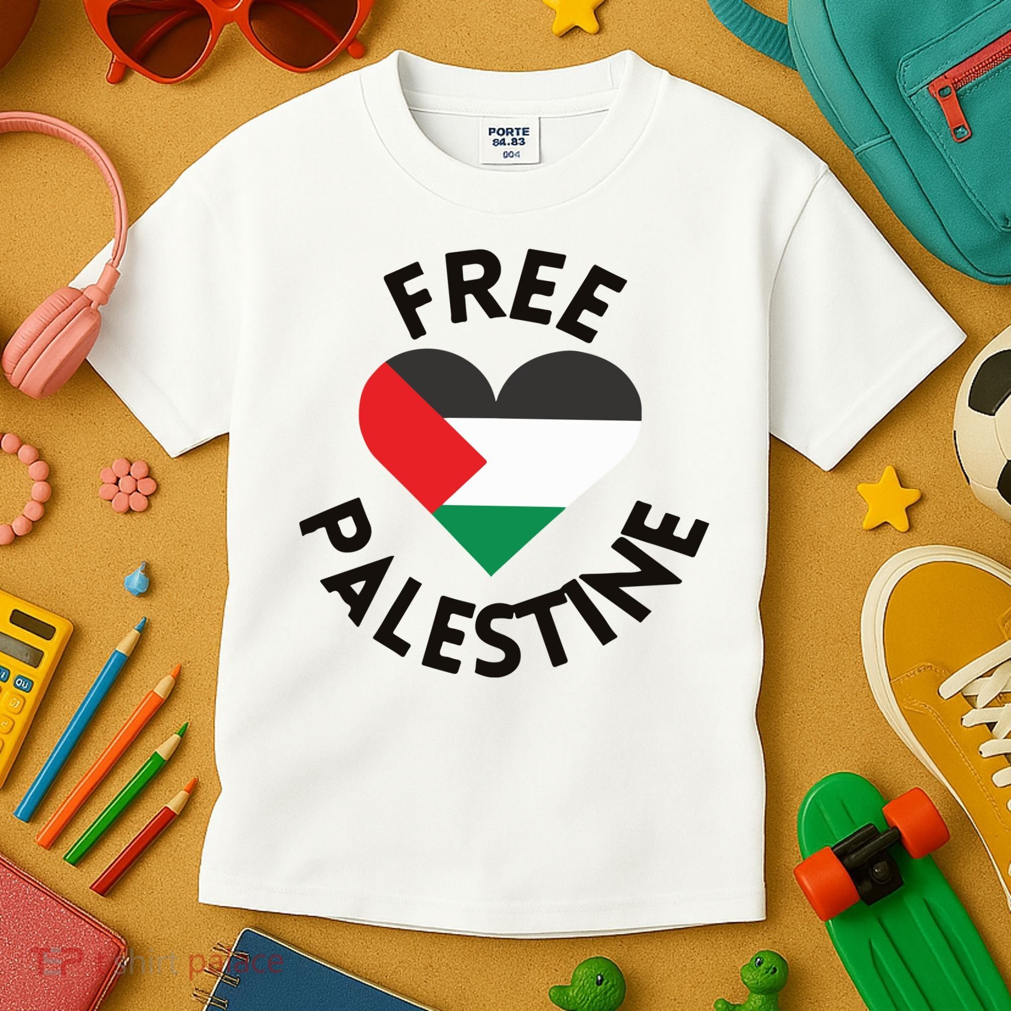 Free Palestine Heart Support Palestine Kids T-Shirt