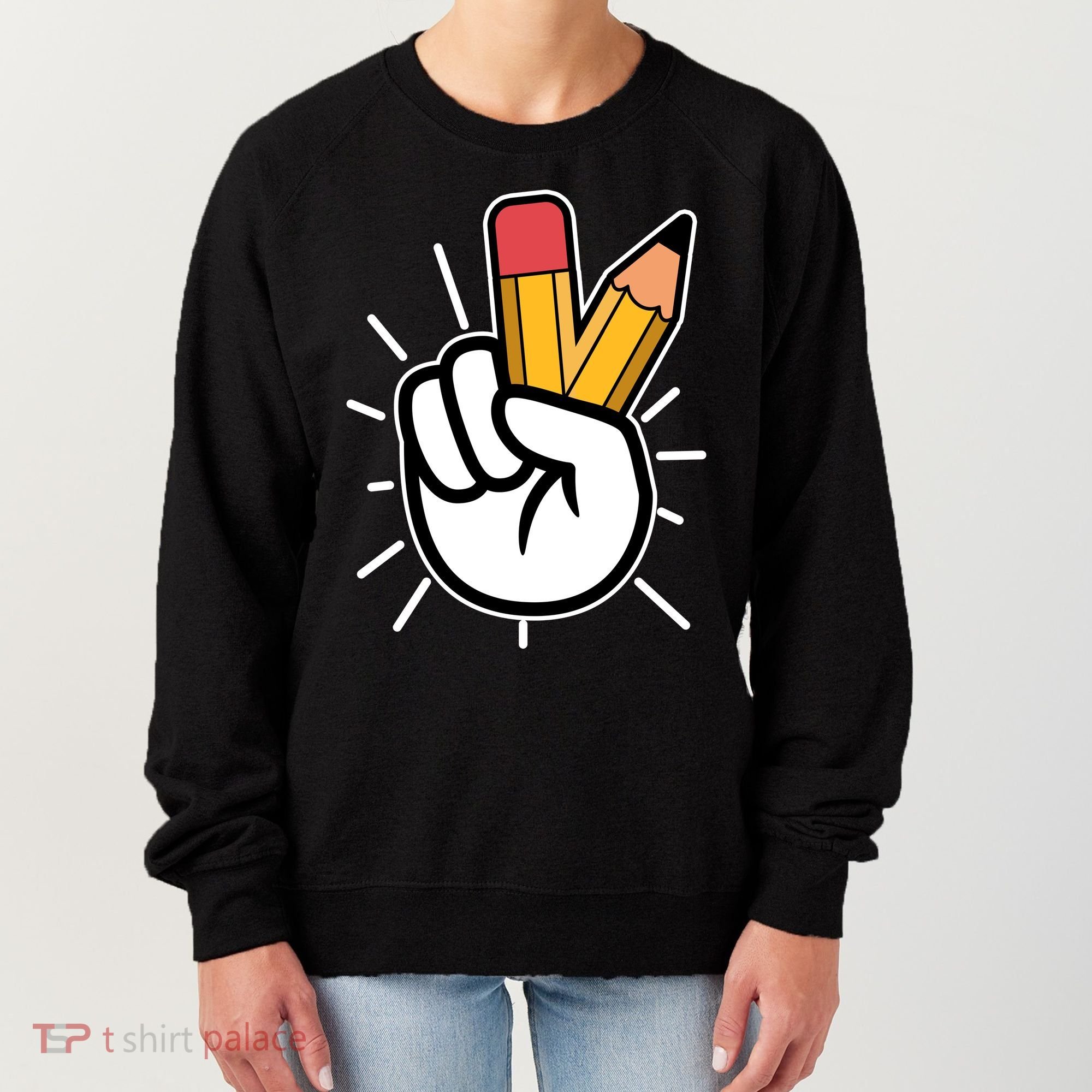 Funny Peace Hand With Pencil Fingers Women's Sweatshirt