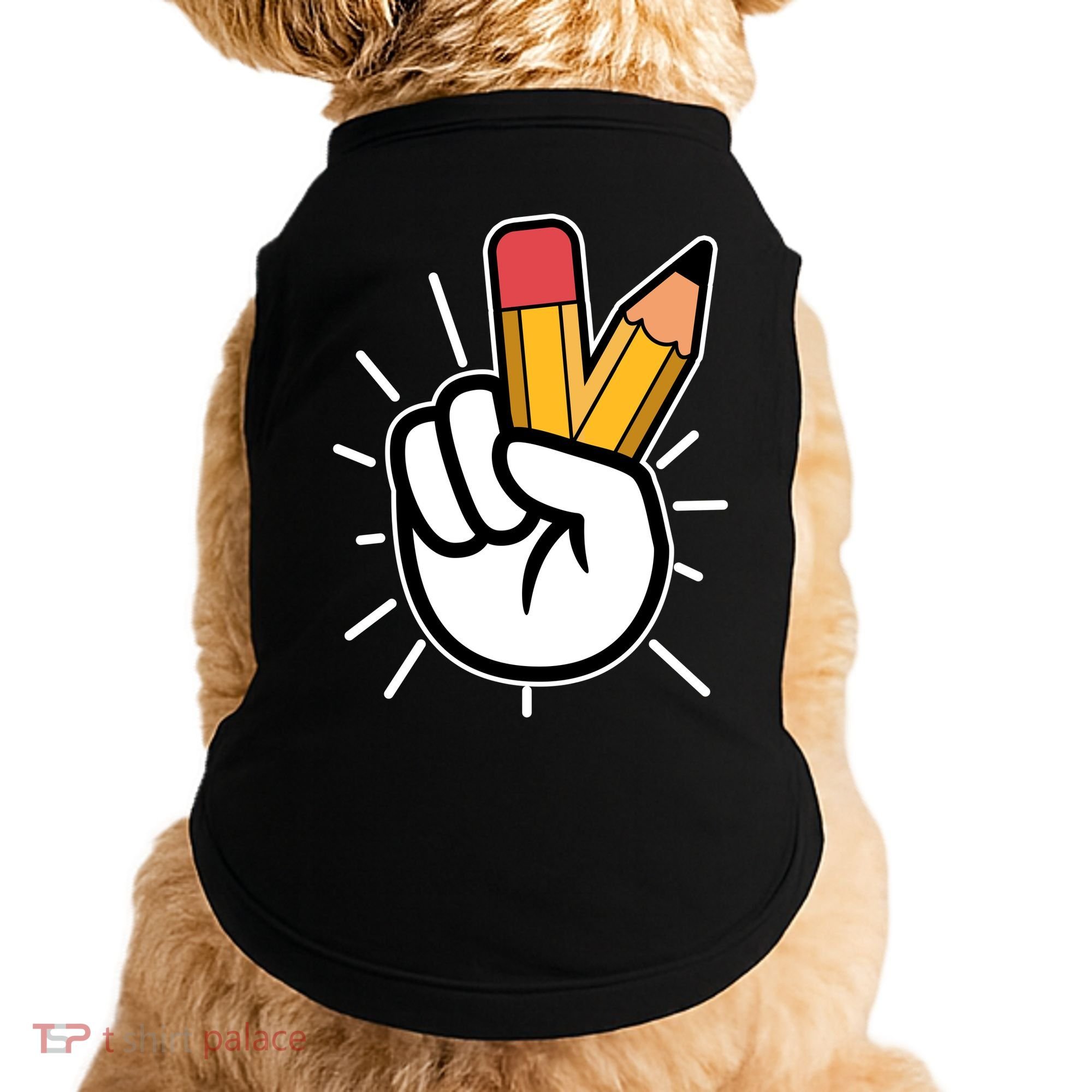 Funny Peace Hand With Pencil Fingers Doggie Tank
